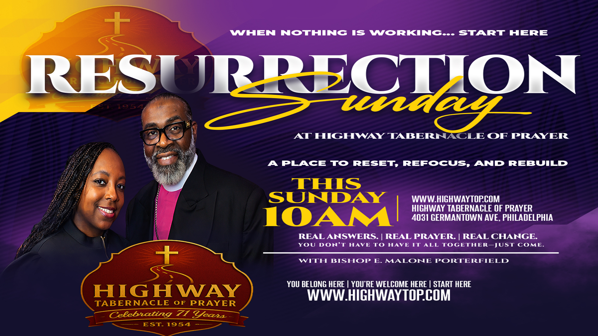 Resurrection Sunday campaign artwork for Highway Tabernacle of Prayer
